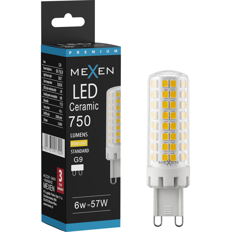 Mexen Aura żarówka LED ściemnialna G9, 5W, Ciepła - 3000K, 500 lm - L122-G9-0530-01