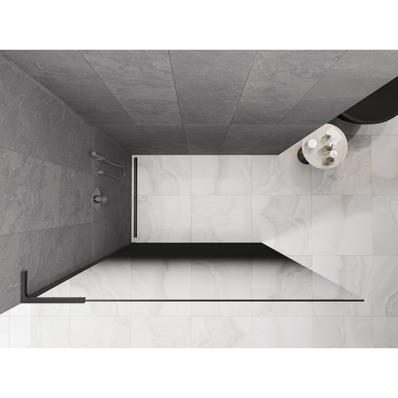 Mexen Kioto L ścianka prysznicowa Walk-in 90 x 200 cm, ombre czarna 8 mm, gun gray szczotkowany - 800-090-103-66-76