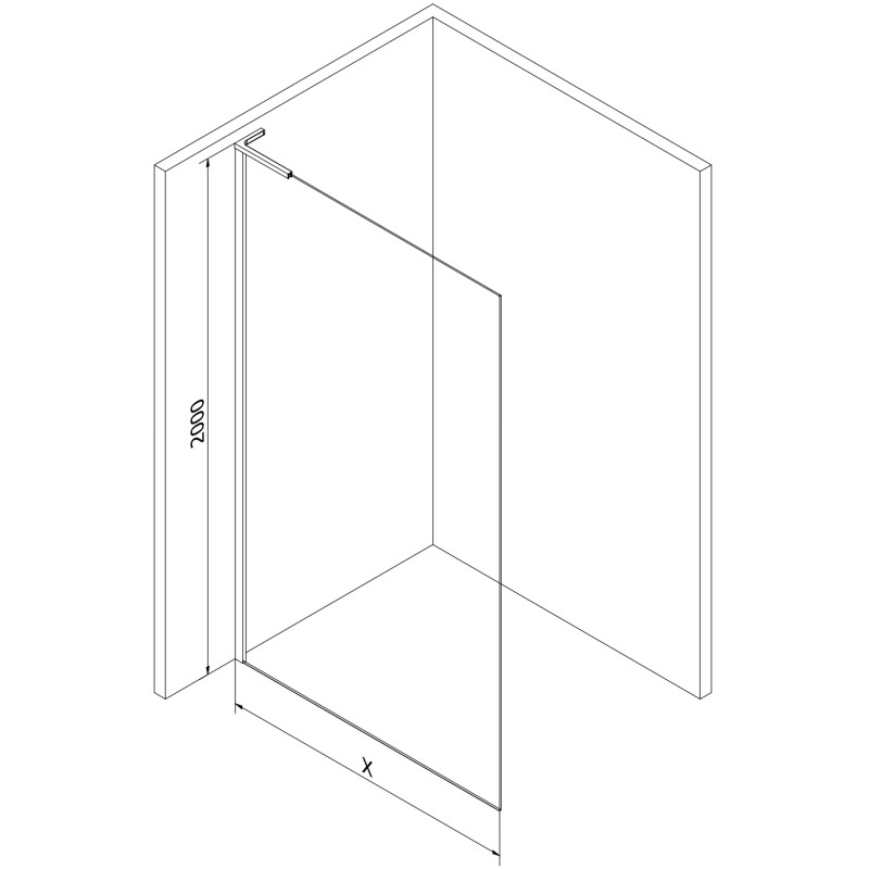 Mexen Kioto L ścianka prysznicowa Walk-in 110 x 200 cm, ombre czarna 8 mm, czarna - 800-110-103-70-76