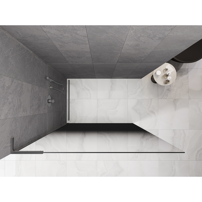 Mexen Kioto L ścianka prysznicowa Walk-in 70 x 200 cm, ombre czarna 8 mm, czarna - 800-070-103-70-76