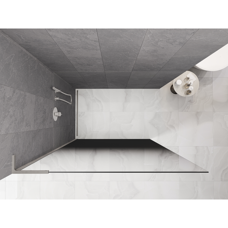 Mexen Kioto L ścianka prysznicowa Walk-in 70 x 200 cm, ombre czarna 8 mm, nikiel szczotkowany - 800-070-103-97-76