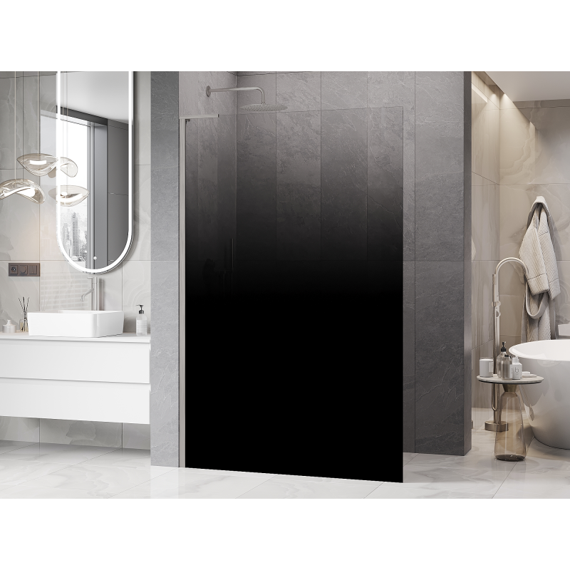 Mexen Kioto L ścianka prysznicowa Walk-in 80 x 200 cm, ombre czarna 8 mm, nikiel szczotkowany - 800-080-103-97-76