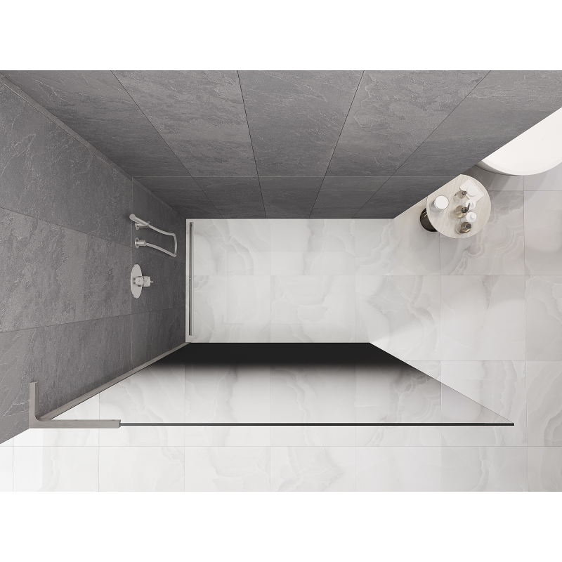 Mexen Kioto L ścianka prysznicowa Walk-in 90 x 200 cm, ombre czarna 8 mm, nikiel szczotkowany - 800-090-103-97-76
