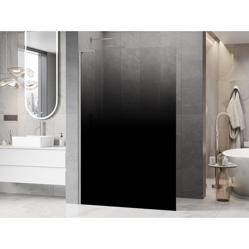 Mexen Kioto L ścianka prysznicowa Walk-in 120 x 200 cm, ombre czarna 8 mm, nikiel szczotkowany - 800-120-103-97-76