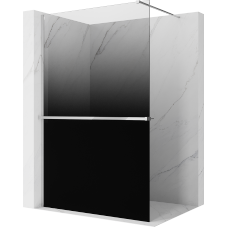 Mexen Kioto+ ścianka prysznicowa z półką Walk-in 100 x 200 cm, ombre czarna 8 mm, chrom - 800-100-121-01-76