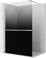 Mexen Kioto+ ścianka prysznicowa z półką Walk-in 100 x 200 cm, ombre czarna 8 mm, chrom - 800-100-121-01-76