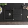 Mexen Bruno zlewozmywak granitowy 1-komorowy z ociekaczem i baterią kuchenną Telma, czarny/srebrny - 6513-73-670200-70