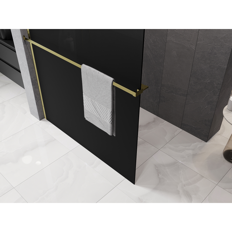 Mexen Kioto+ ścianka prysznicowa z półką Walk-in 70 x 200 cm, ombre czarna 8 mm, biała - 800-070-121-20-76