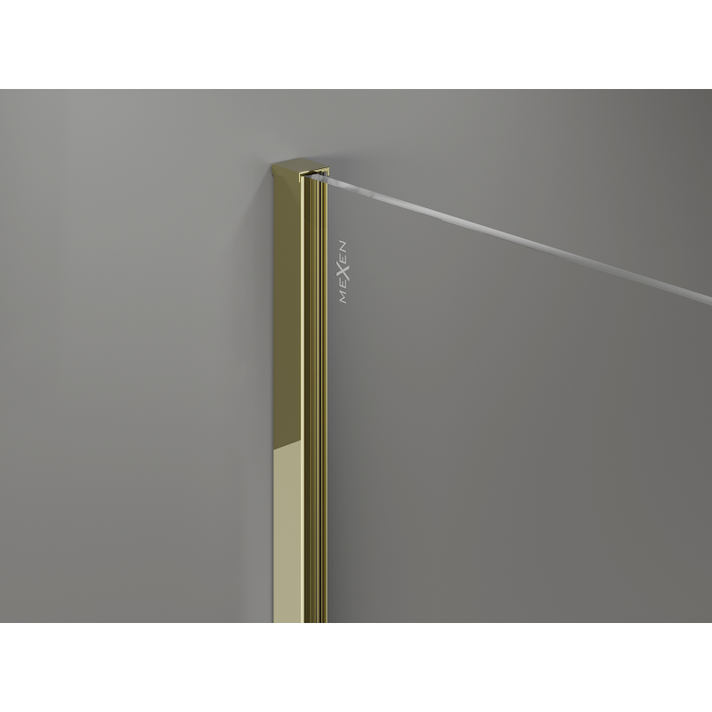 Mexen Kioto+ ścianka prysznicowa z półką Walk-in 90 x 200 cm, ombre czarna 8 mm, złota - 800-090-121-50-76