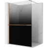 Mexen Kioto+ ścianka prysznicowa z półką Walk-in 80 x 200 cm, ombre czarna 8 mm, różowe złoto - 800-080-121-60-76