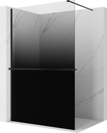 Mexen Kioto+ ścianka prysznicowa z półką Walk-in 70 x 200 cm, ombre czarna 8 mm, gun gray szczotkowany - 800-070-121-66-76