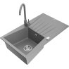 Mexen Cesar zlewozmywak granitowy 1-komorowy z ociekaczem i baterią kuchenną Telma, szary - 6514-71-670200-71