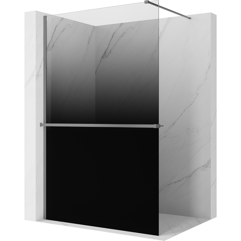 Mexen Kioto+ ścianka prysznicowa z półką Walk-in 80 x 200 cm, ombre czarna 8 mm, gun metal - 800-080-121-95-76