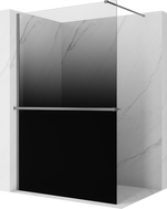 Mexen Kioto+ ścianka prysznicowa z półką Walk-in 100 x 200 cm, ombre czarna 8 mm, gun metal - 800-100-121-95-76