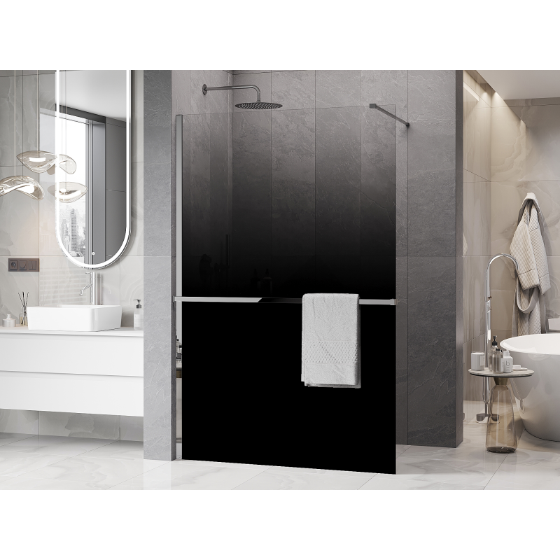 Mexen Kioto+ ścianka prysznicowa z półką Walk-in 70 x 200 cm, ombre biała 8 mm, chrom - 800-070-121-01-86
