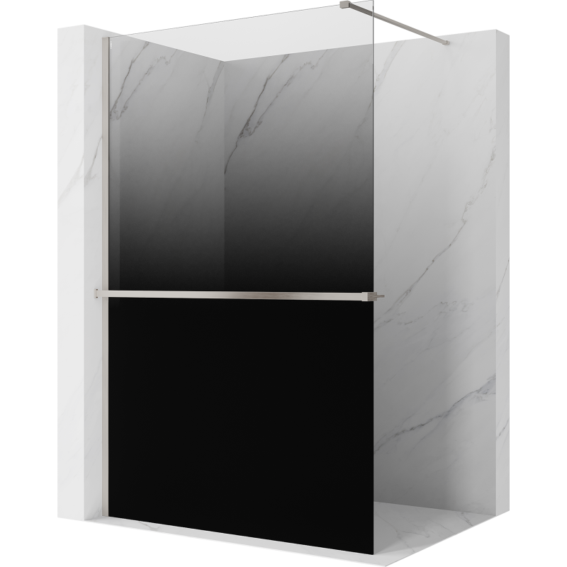 Mexen Kioto+ ścianka prysznicowa z półką Walk-in 80 x 200 cm, ombre czarna 8 mm, nikiel szczotkowany - 800-080-121-97-76