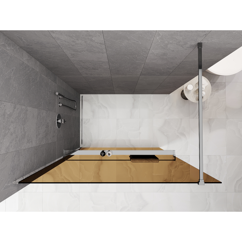 Mexen Kioto+ ścianka prysznicowa z półką Walk-in 100 x 200 cm, brąz 8 mm, chrom - 800-100-121-01-32