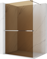 Mexen Kioto+ ścianka prysznicowa z półką Walk-in 100 x 200 cm, brąz 8 mm, chrom - 800-100-121-01-32
