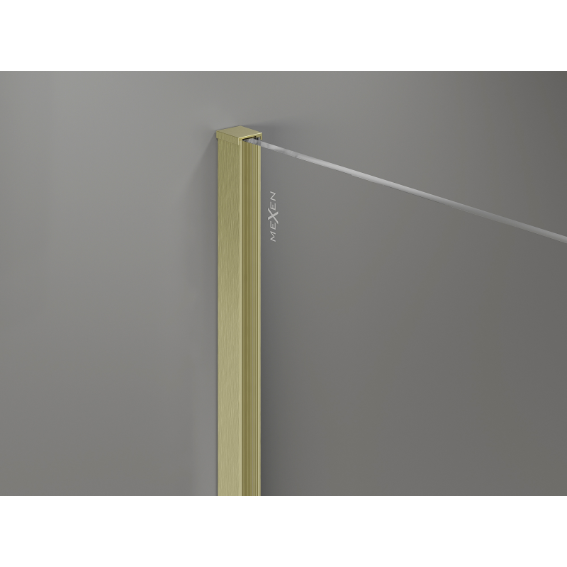 Mexen Kioto+ ścianka prysznicowa z półką Walk-in 100 x 200 cm, brąz 8 mm, złota szczotkowana - 800-100-121-55-32