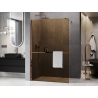 Mexen Kioto+ ścianka prysznicowa z półką Walk-in 90 x 200 cm, brąz 8 mm, różowe złoto - 800-090-121-60-32