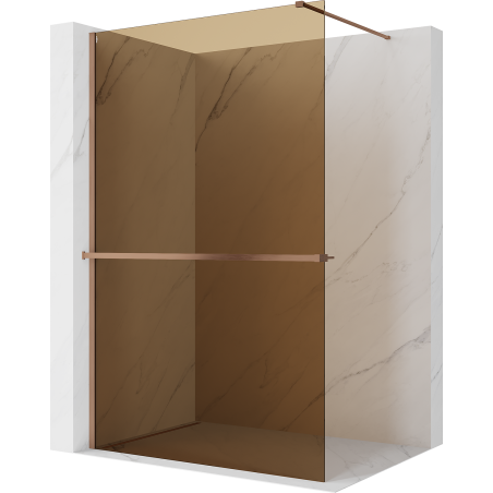 Mexen Kioto+ ścianka prysznicowa z półką Walk-in 80 x 200 cm, brąz 8 mm, miedź szczotkowana - 800-080-121-65-32