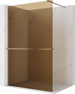 Mexen Kioto+ ścianka prysznicowa z półką Walk-in 80 x 200 cm, brąz 8 mm, miedź szczotkowana - 800-080-121-65-32
