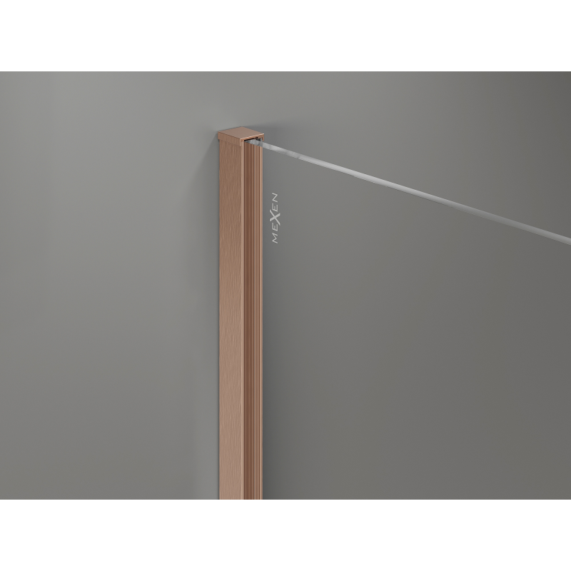 Mexen Kioto+ ścianka prysznicowa z półką Walk-in 120 x 200 cm, brąz 8 mm, miedź szczotkowana - 800-120-121-65-32