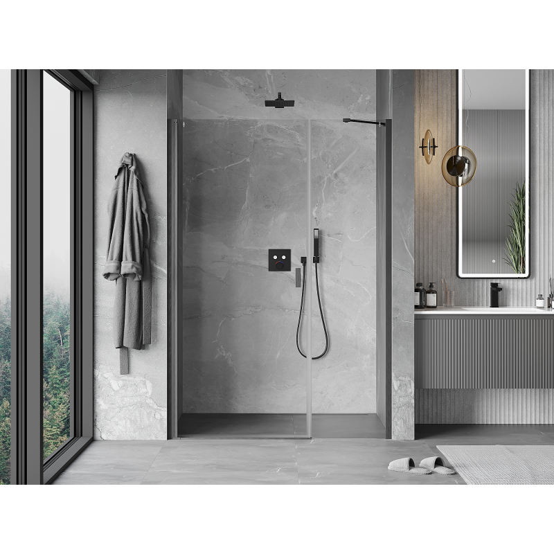 Mexen Mist-B drzwi prysznicowe uchylne 115 cm, transparent, gun gray szczotkowany - 8A2-115-001-66-00