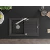 Mexen Pablo zlewozmywak granitowy 1-komorowy z ociekaczem i baterią kuchenną Duero, czarny nakrapiany - 6510-76-671600-00