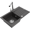 Mexen Pablo zlewozmywak granitowy 1-komorowy z ociekaczem i baterią kuchenną Duero, czarny nakrapiany - 6510-76-671600-00