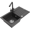 Mexen Pablo zlewozmywak granitowy 1-komorowy z ociekaczem i baterią kuchenną Duero, czarny nakrapiany - 6510-76-671600-76