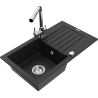 Mexen Pablo zlewozmywak granitowy 1-komorowy z ociekaczem i baterią kuchenną Duero, czarny - 6510-77-671600-00