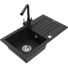 Mexen Pablo zlewozmywak granitowy 1-komorowy z ociekaczem i baterią kuchenną Duero, czarny - 6510-77-671600-70