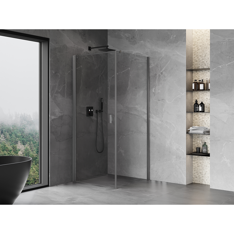 Mexen Mist-B kabina prysznicowa uchylna 70 x 70 cm, transparent, gun gray szczotkowany - 8A2T-070-070-66-00