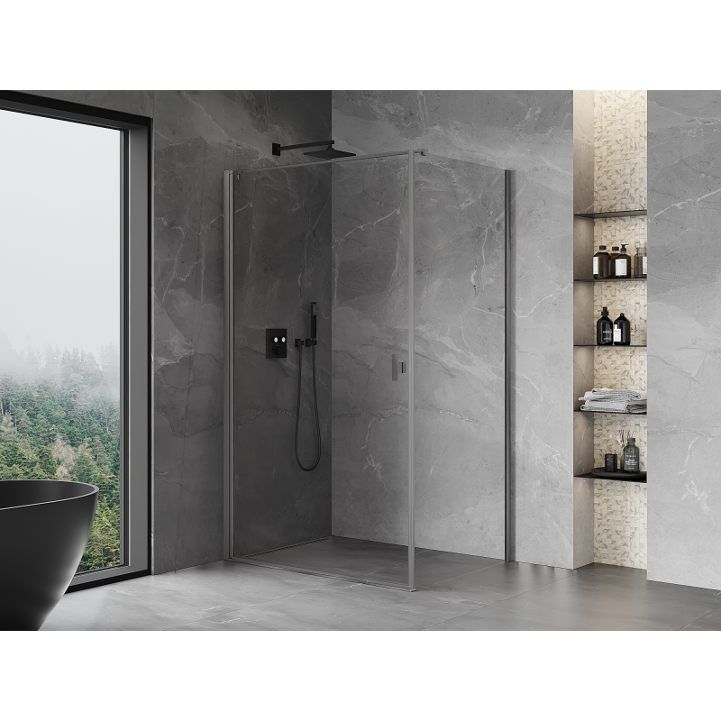 Mexen Mist-B kabina prysznicowa uchylna 80 x 120 cm, transparent, gun gray szczotkowany - 8A2T-080-120-66-00