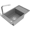 Mexen Elias zlewozmywak granitowy 1-komorowy z ociekaczem i baterią kuchenną Duero, szary - 6511-71-671600-00
