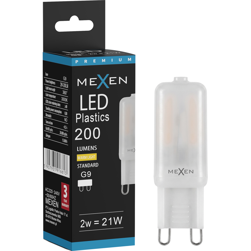 Mexen Aura żarówka LED G9, 2W, Ciepła - 3000K, 200 lm - L120-G9-0230-01
