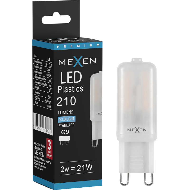 Mexen Aura żarówka LED G9, 2W, Zimna - 6500K, 210 lm - L120-G9-0265-01