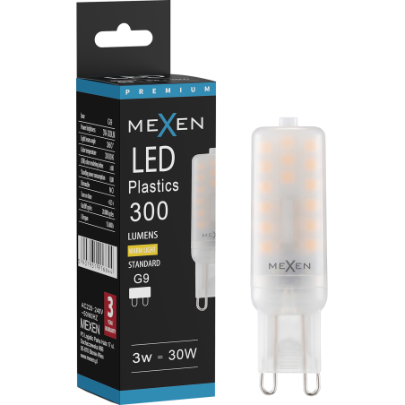 Mexen Aura żarówka LED G9, 3W, Ciepła - 3000K, 300 lm - L120-G9-0330-01
