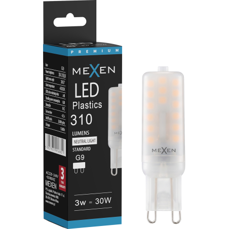 Mexen Aura żarówka LED G9, 3W, Neutralna - 4000K, 310 lm - L120-G9-0340-01