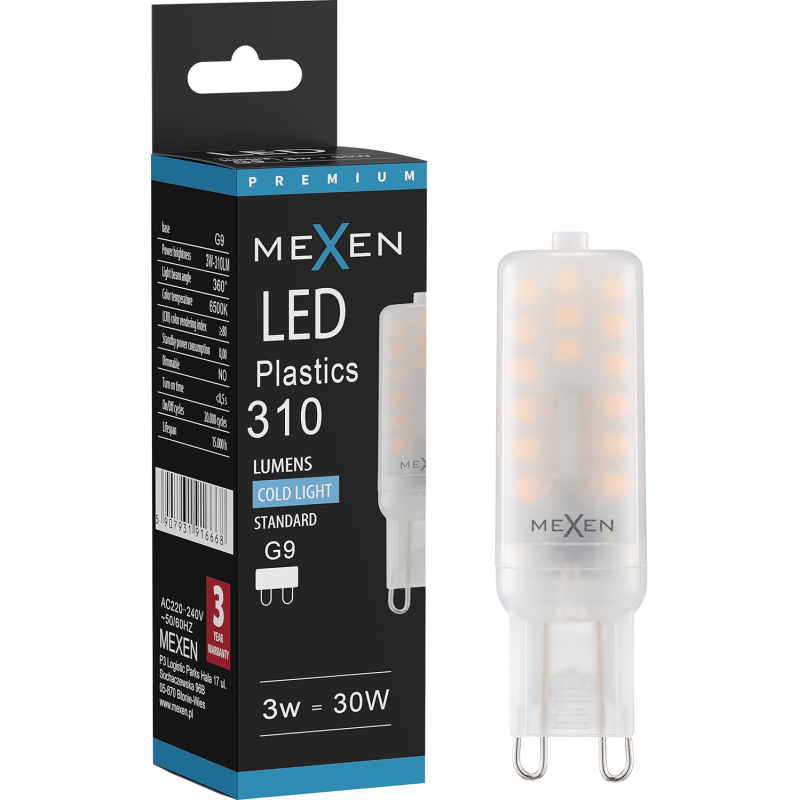 Mexen Aura żarówka LED G9, 3W, Zimna - 6500K, 310 lm - L120-G9-0365-01