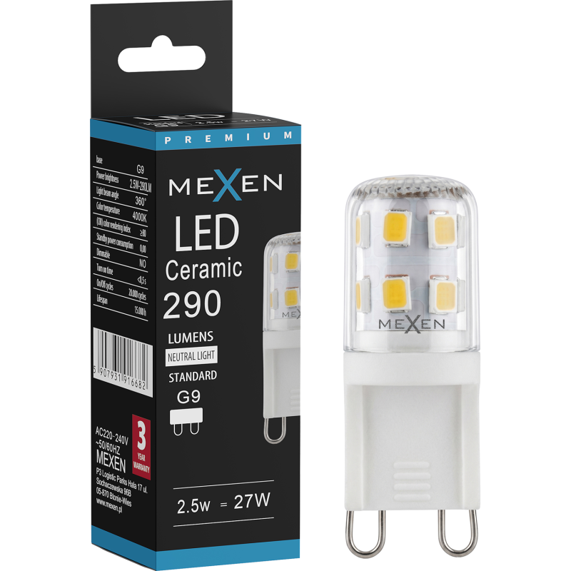 Mexen Aura żarówka LED G9, 2,5W, Neutralna - 4000K, 290 lm - L121-G9-0240-01