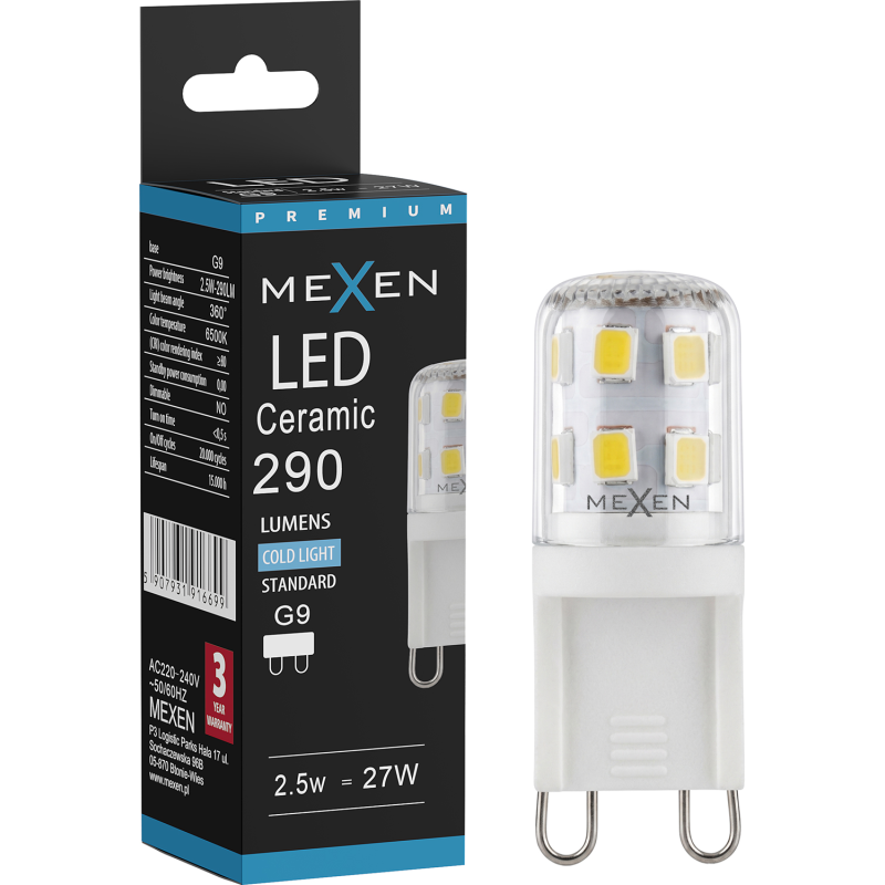 Mexen Aura żarówka LED G9, 2,5W, Zimna - 6500K, 290 lm - L121-G9-0265-01