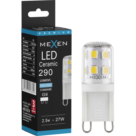 Mexen Aura żarówka LED G9, 2,5W, Zimna - 6500K, 290 lm - L121-G9-0265-01