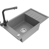 Mexen Elias zlewozmywak granitowy 1-komorowy z ociekaczem i baterią kuchenną Duero, szary - 6511-71-671600-70