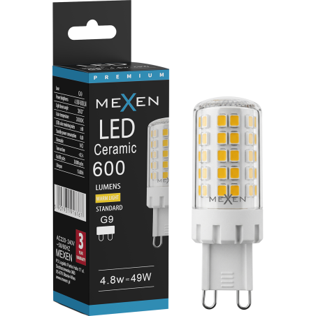 Mexen Aura żarówka LED G9, 4,8W, Ciepła - 3000K, 600 lm - L121-G9-0530-01