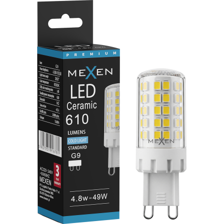 Mexen Aura żarówka LED G9, 4,8W, Zimna - 6500K, 610 lm - L121-G9-0565-01