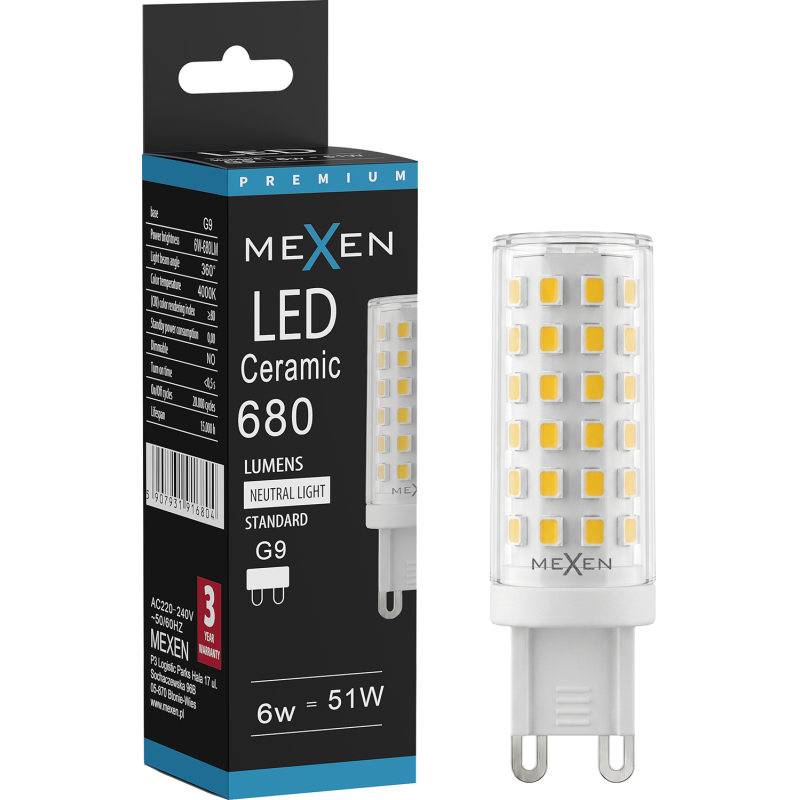 Mexen Aura żarówka LED G9, 6W, Neutralna - 4000K, 680 lm - L121-G9-0640-01