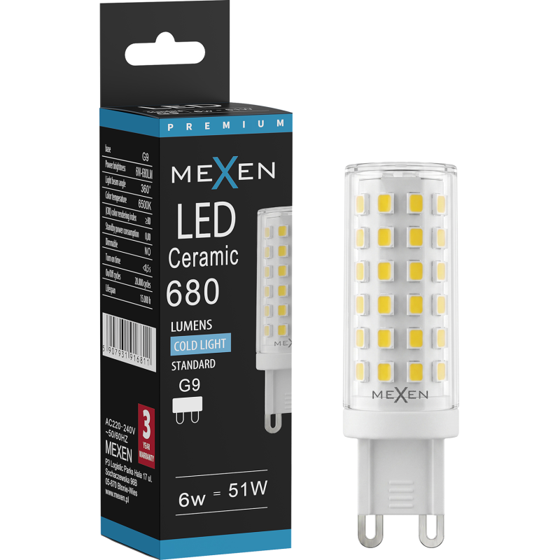 Mexen Aura żarówka LED G9, 6W, Zimna - 6500K, 680 lm - L121-G9-0665-01