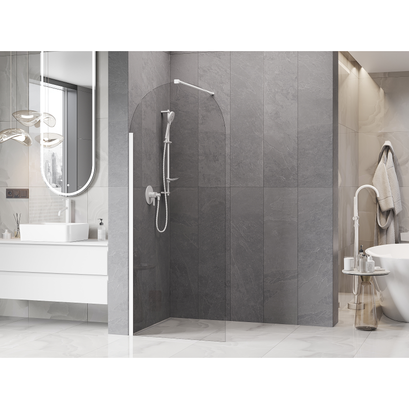 Mexen Kioto-Q ścianka prysznicowa Walk-in 80 x 200 cm, transparent 8 mm, biała - 800-080-101-20-00-Q